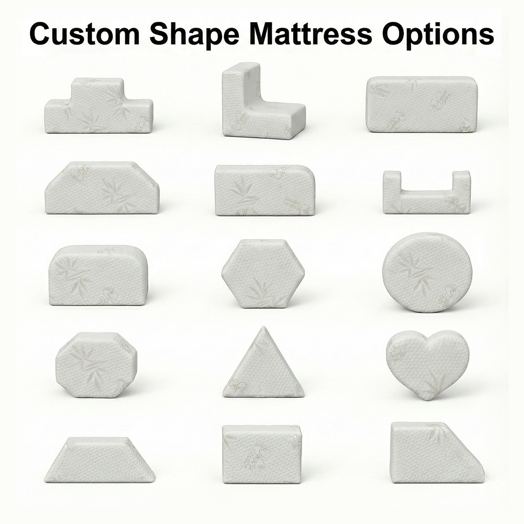 Custom Cut & Shape Quilted Mattress with Organic Blend Water Resistant Zipper Cover & Non Slip Bottom - Starting at $129.90