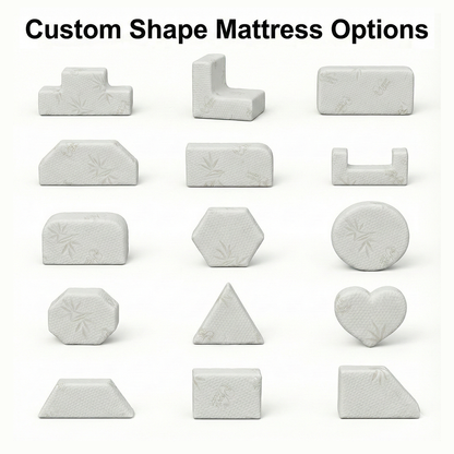 Custom Cut & Shape Quilted Mattress with Organic Blend Water Resistant Zipper Cover & Non Slip Bottom - Starting at $129.90