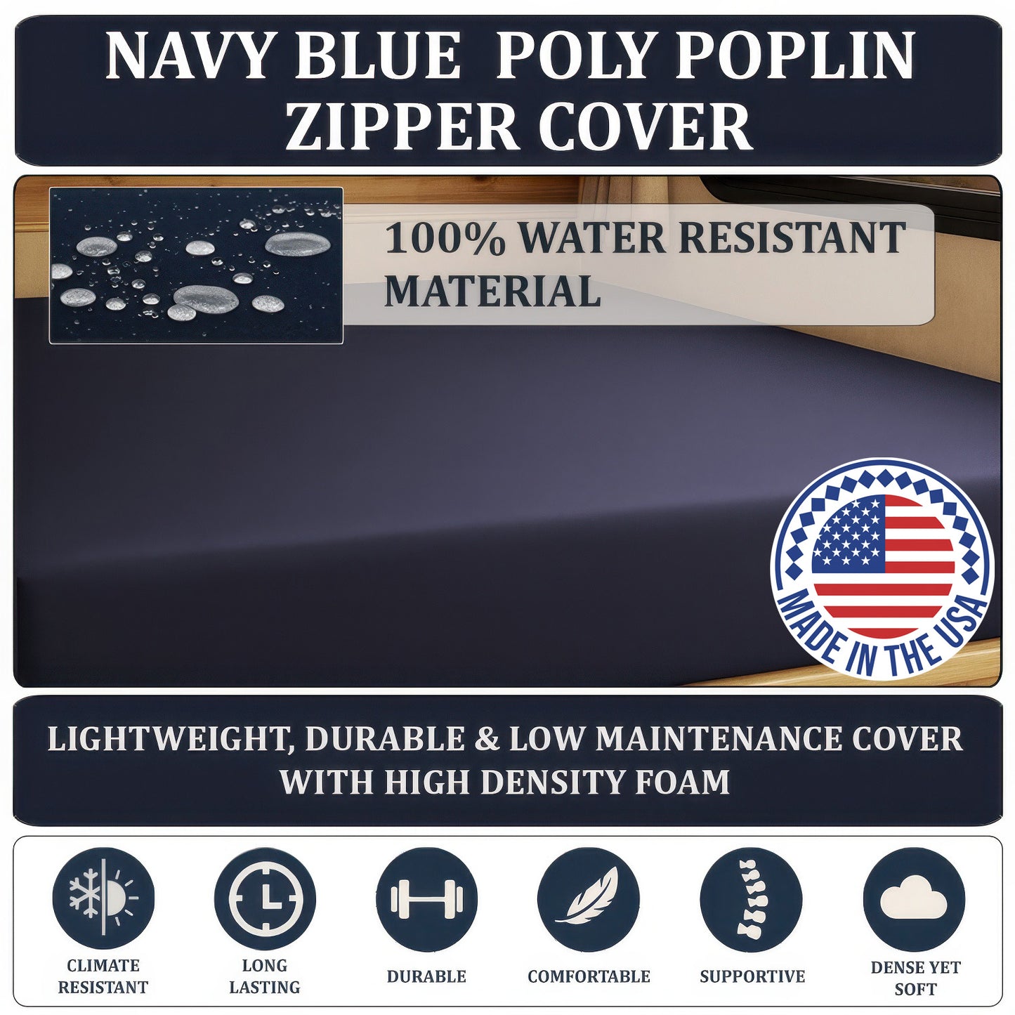 Precut Size RV Mattress with Water Resistant Zipper Cover