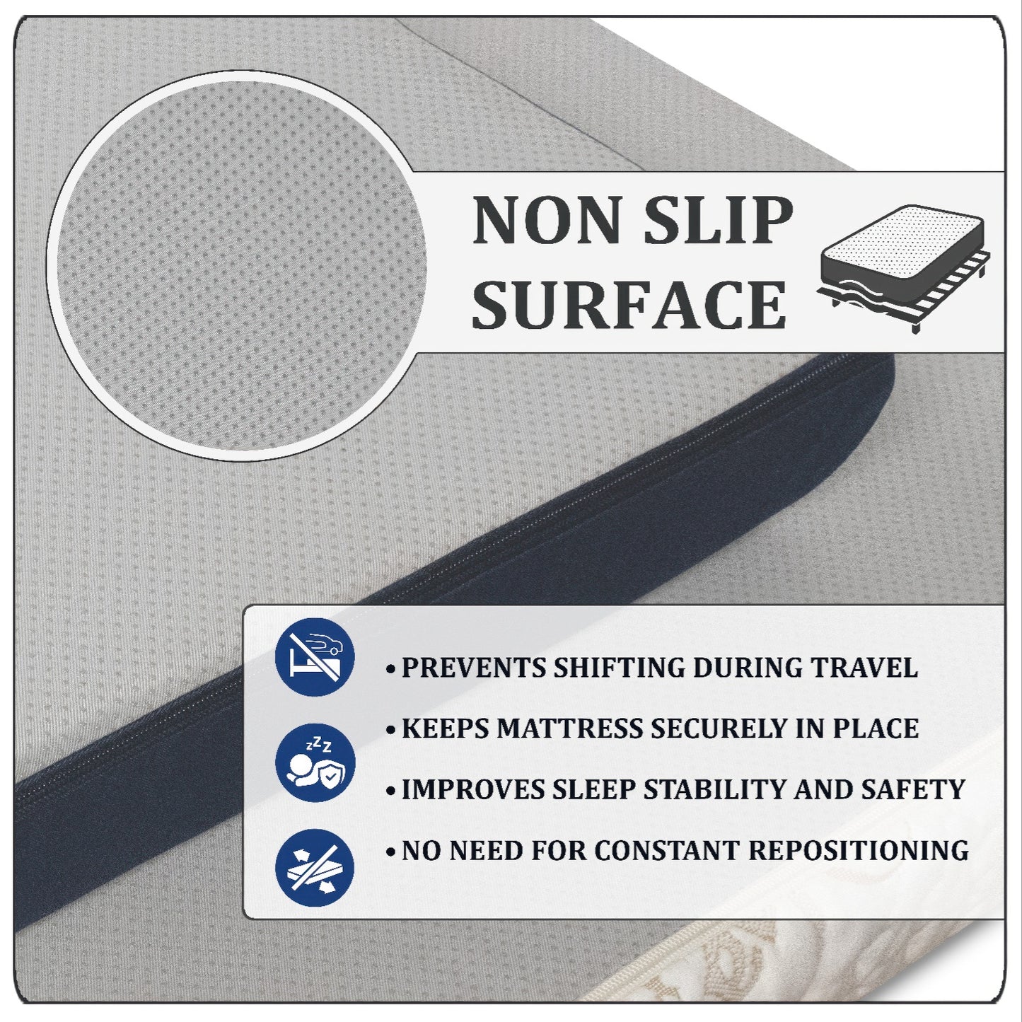 RV Precut Size Mattress with Organic Blend Zipper Water- Resistant Cover & Nonslip Base
