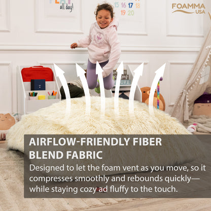 Sensory Crash Pad Long Pile Faux Fabric for Autistic Kids, Soft & Washable Cover – Ideal for Kids & Adults to Jump, Play, Relax