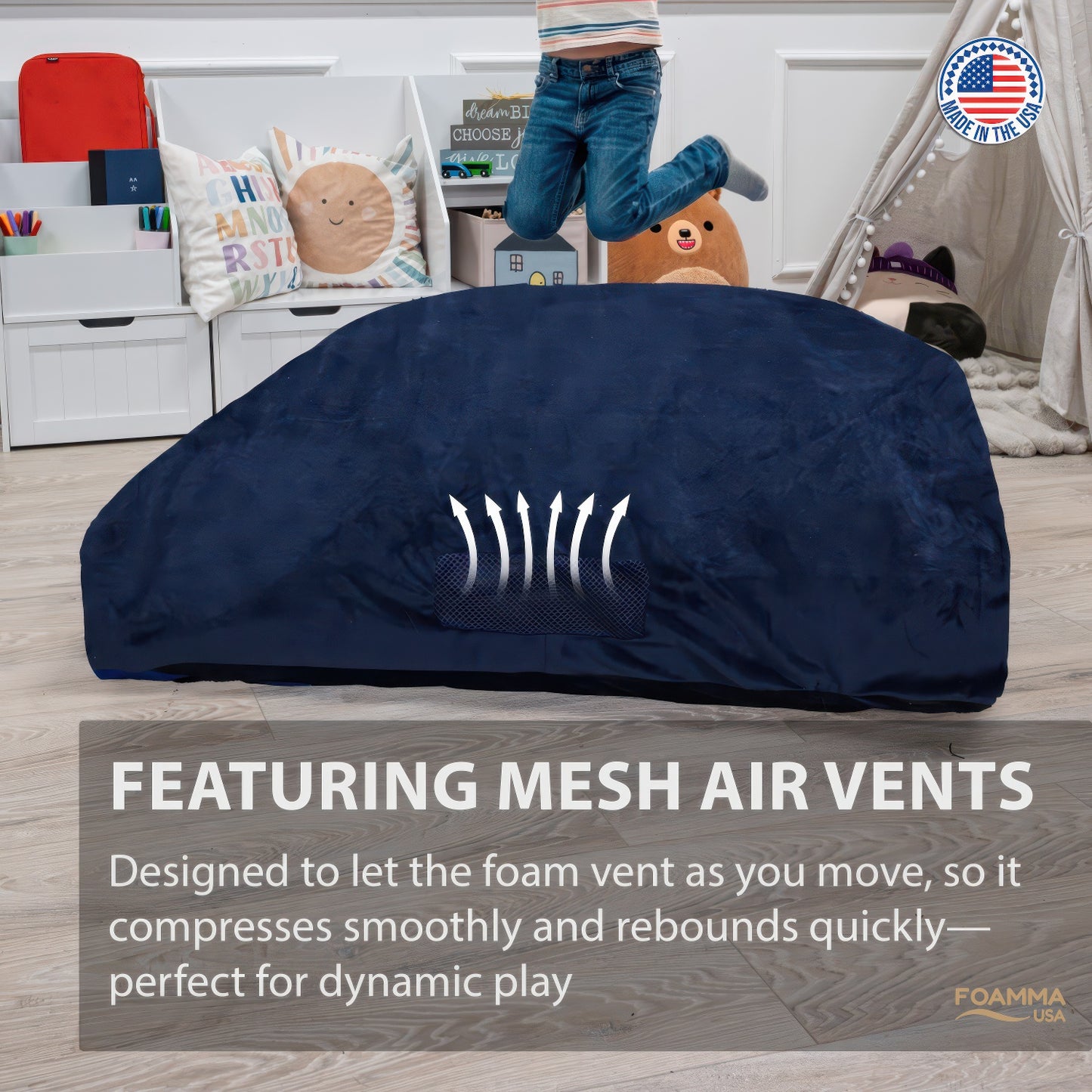Sensory Crash Pad with Foam Blocks for Autistic Kids, Soft & Washable Cover – Ideal for Kids & Adults to Jump, Play, Relax