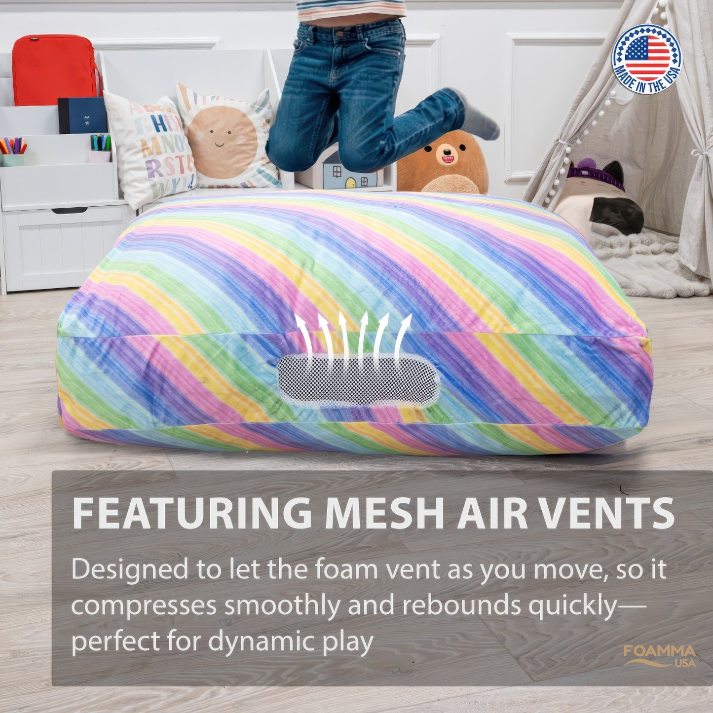 Sensory Crash Pad with Foam Blocks for Autistic Kids, Soft & Washable Cover – Ideal for Kids & Adults to Jump, Play, Relax