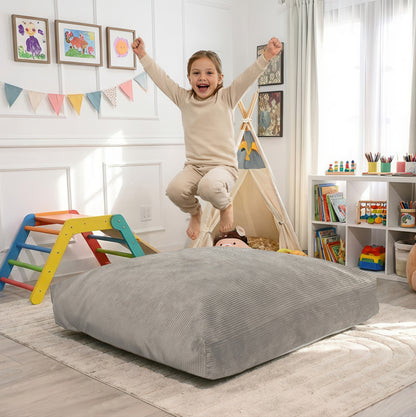 Sensory Crash Pad Light Grey with Foam Blocks for Autistic Kids, Soft & Washable Cover – Ideal for Kids & Adults to Jump, Play, Relax