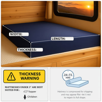 Precut Size RV Mattress with Water Resistant Zipper Cover