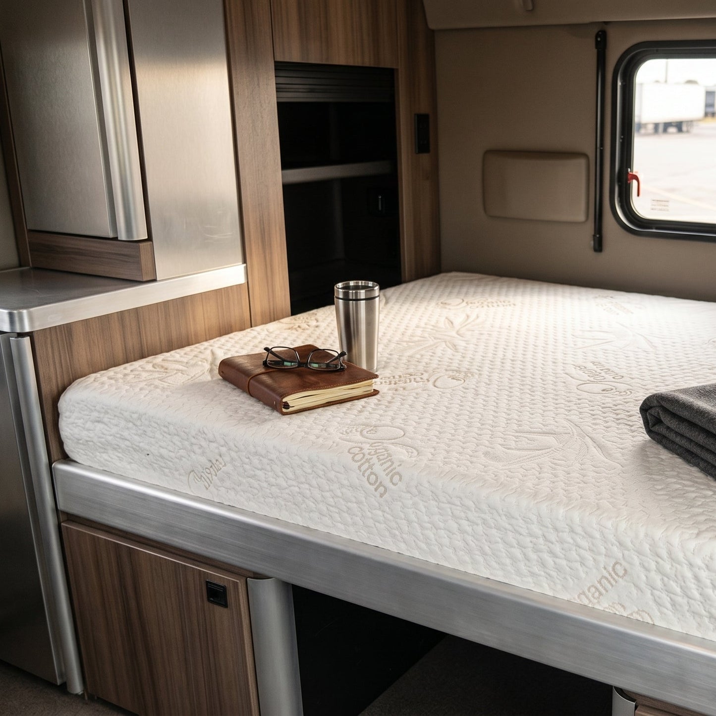 RV Precut Size Mattress with Organic Blend Zipper Water- Resistant Cover & Nonslip Base