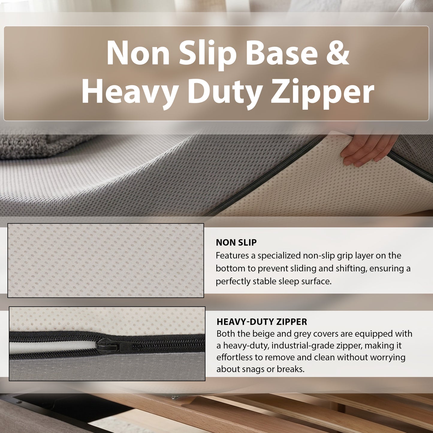 Our Deluxe Mattress with 100% Organic Zipper Cover: Custom Cut & Shape Organic Mattress with Easy-Care Zipper Cover & Non Slip Bottom - Starting at $209.90