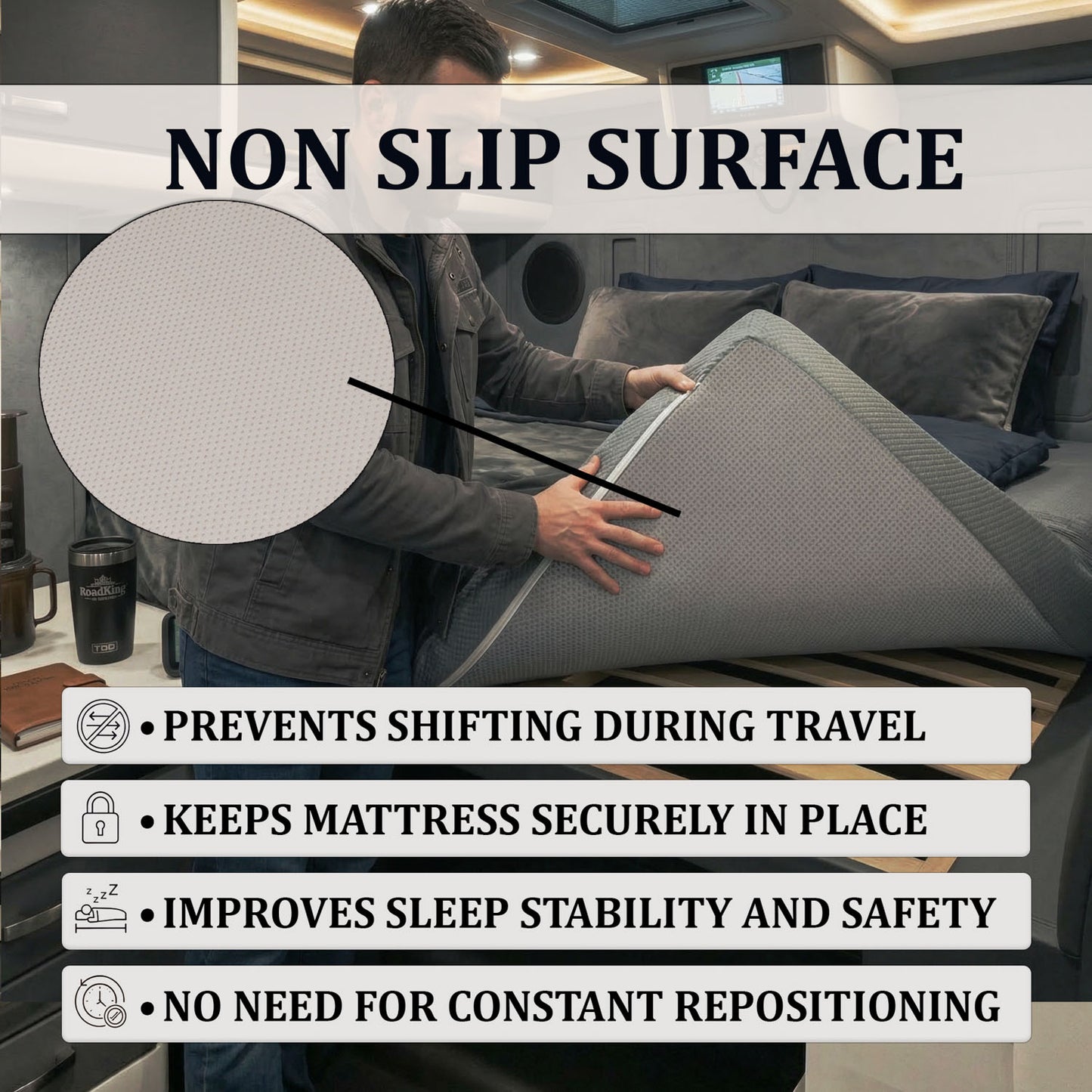 Easy Care Semi Truck Mattress with Washable Water-Resistant Protective Zipper Cover with Non Slip Bottom , CertiPUR-US Certified, Made in USA