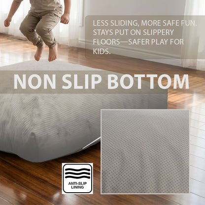 Sensory Crash Pad Light Grey with Foam Blocks for Autistic Kids, Soft & Washable Cover – Ideal for Kids & Adults to Jump, Play, Relax