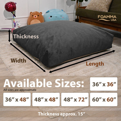 Sensory Crash Pad Charcoal Corduroy Fabric for Autistic Kids, Soft & Washable Cover – Ideal for Kids & Adults to Jump, Play, Relax