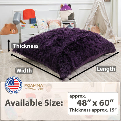 Sensory Crash Pad Long Pile Faux Fabric for Autistic Kids, Soft & Washable Cover – Ideal for Kids & Adults to Jump, Play, Relax