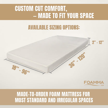 Custom Cut & Shape  100%Organic Mattress with Easy-Care Zipper Cover & Non Slip Bottom - Starting at $229.90