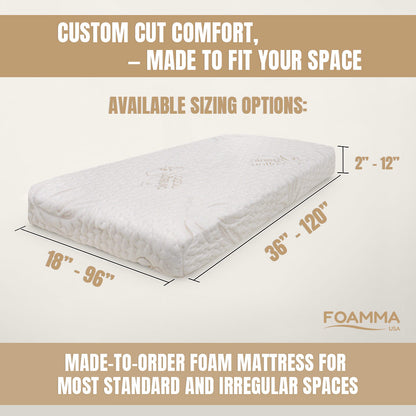 Custom Cut & Shape Quilted Mattress with Organic Blend Water Resistant Zipper Cover & Non Slip Bottom - Starting at $129.90