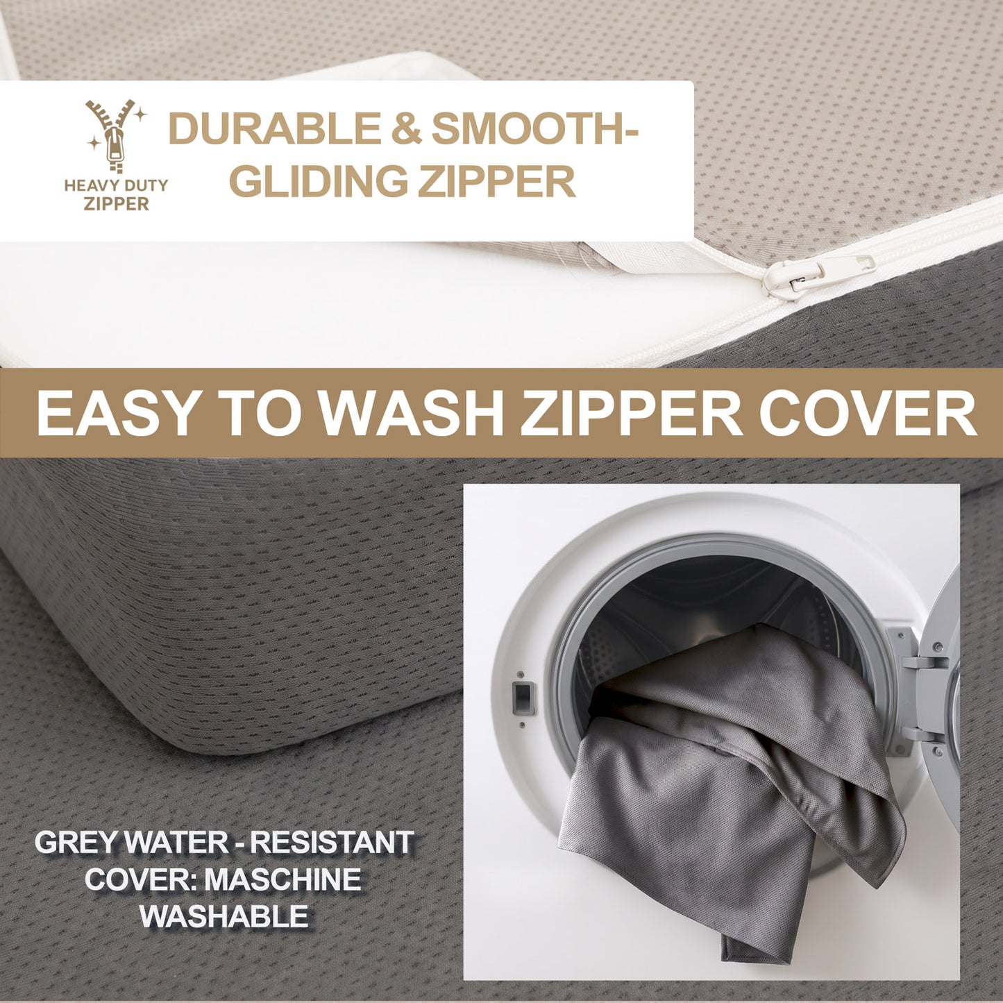 Custom Cut & Shape Grey RV Mattress with Water Resistant Zipper Cover w. optional foldable sections--Starting at $89.99
