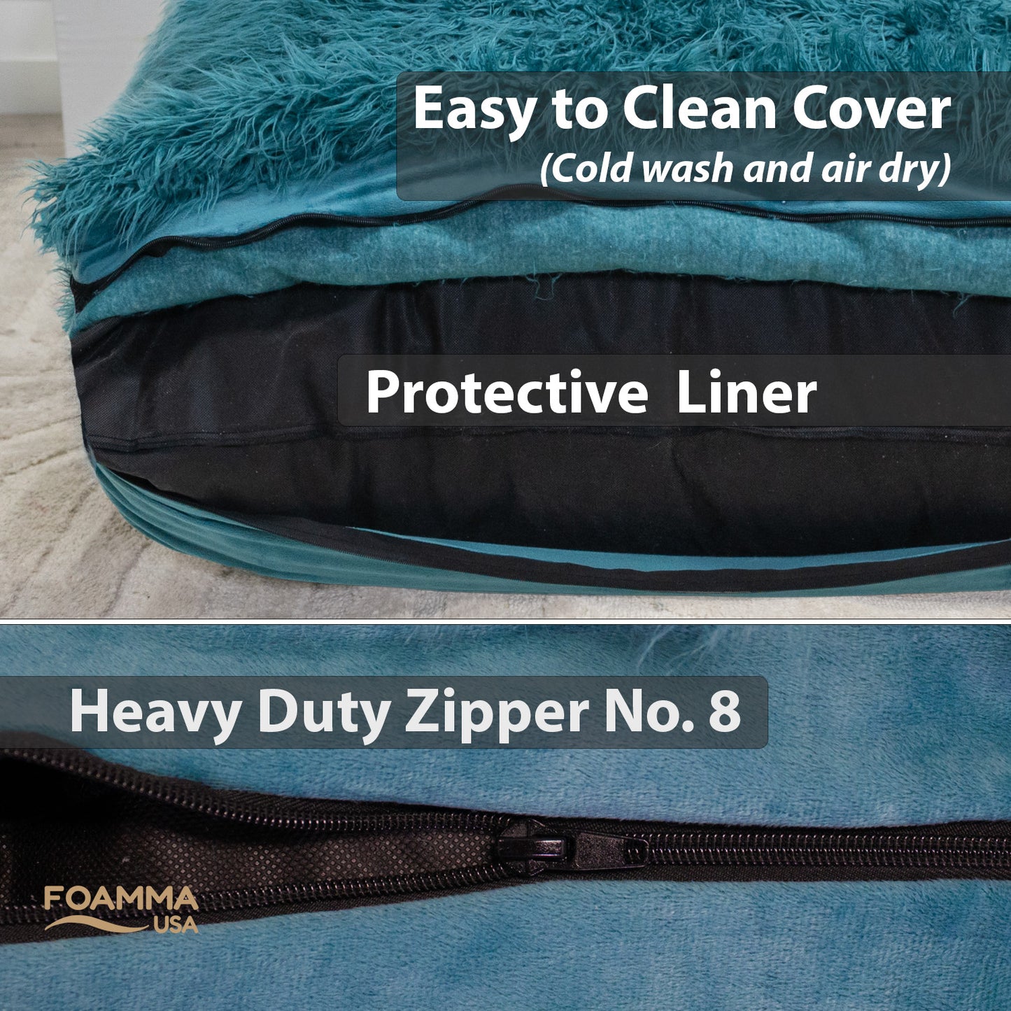 Sensory Crash Pad Long Pile Faux Fabric for Autistic Kids, Soft & Washable Cover – Ideal for Kids & Adults to Jump, Play, Relax